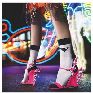 Prada leather slingback flame sandals